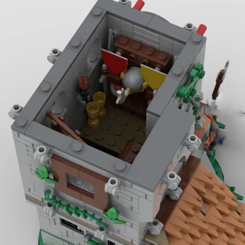 Castello medievale modello Moc Building Bricks Lion Knights Outpost Technology blocchi modulari regali giocattoli di natale set fai da te assemblaggio