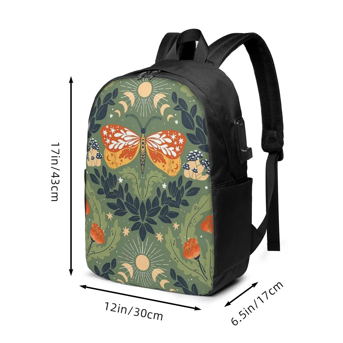 Cottagecore Mushroom Butterfly And Plant Backpack Travel Notebook Bag Computer College Student School Bag Laptop Shoulder Bags