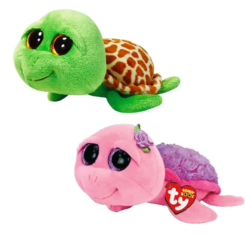 Muñeca de peluche de 15cm para niños, juguete suave de tortuga púrpura, ojo grande, gorro, zorro, unicornio, regalo de cumpleaños