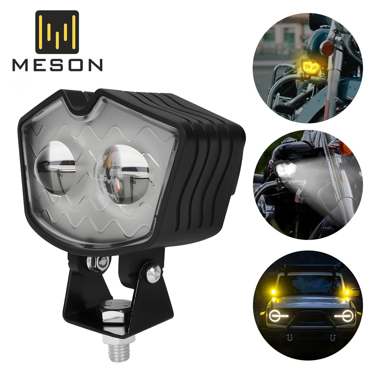 

Motorcycle LED Spotlight Fog Lamp Auxiliary Headlights Double Lens Flash Driving Light White Yellow Projection Motor Accessories
