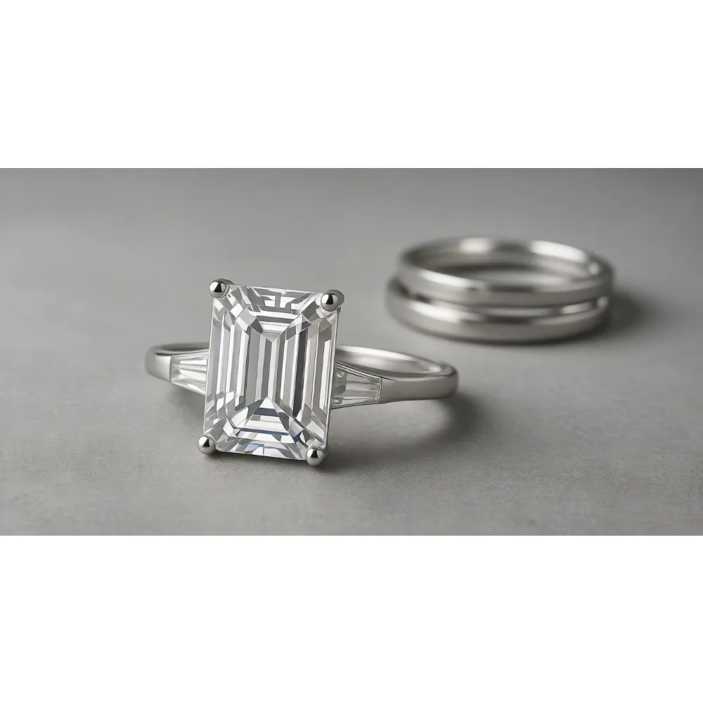 

Кольцо для помолвки из стерлингового серебра 925 пробы с тремя камнями из кубического циркония изумрудной огранки для женщин, размеры 3-11