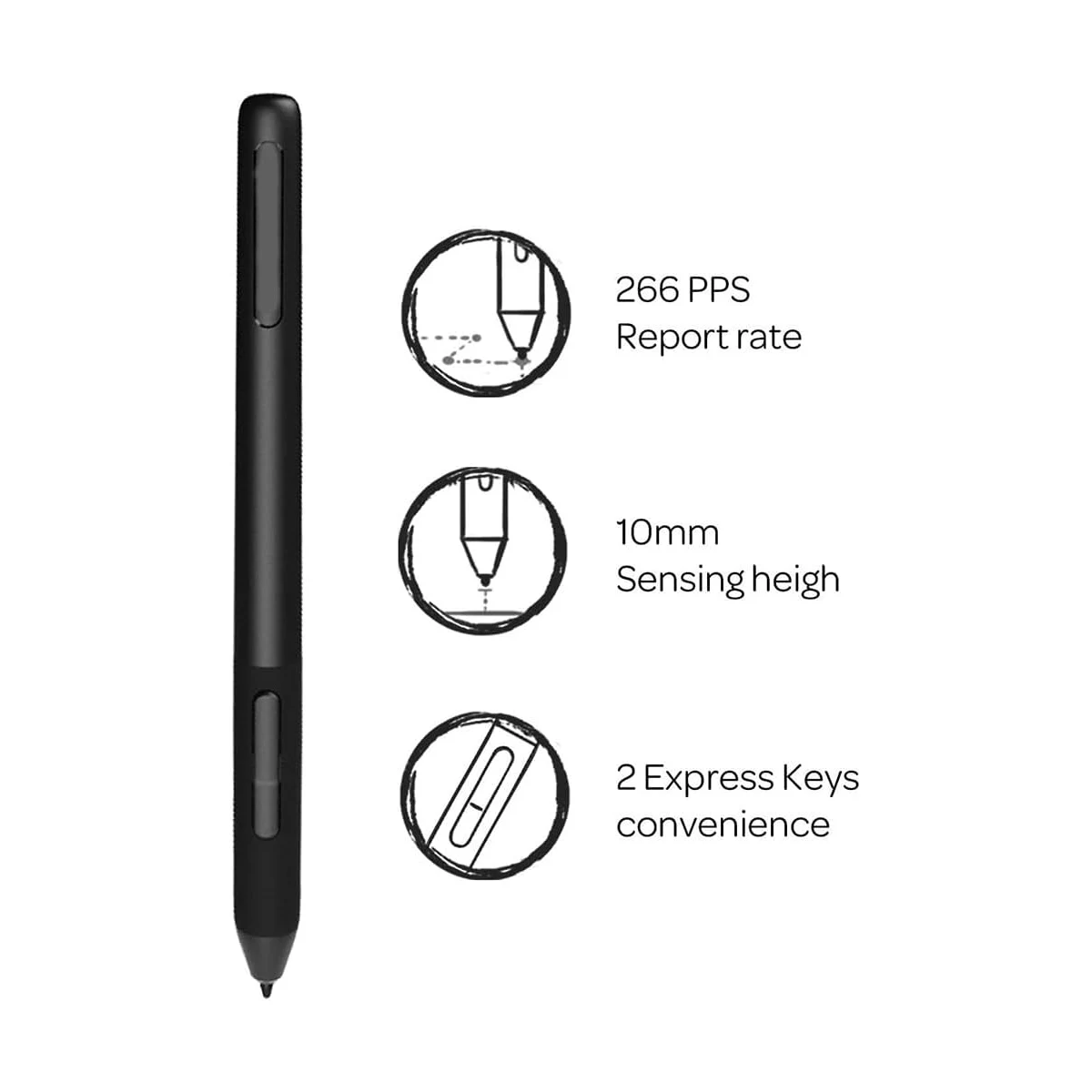 Digital Pen Gaomon AP32 Battery-Free with 8192 Levels Pressure, Drawing Art Passive Stylus for Graphics Tablet PD2200/S620/S630
