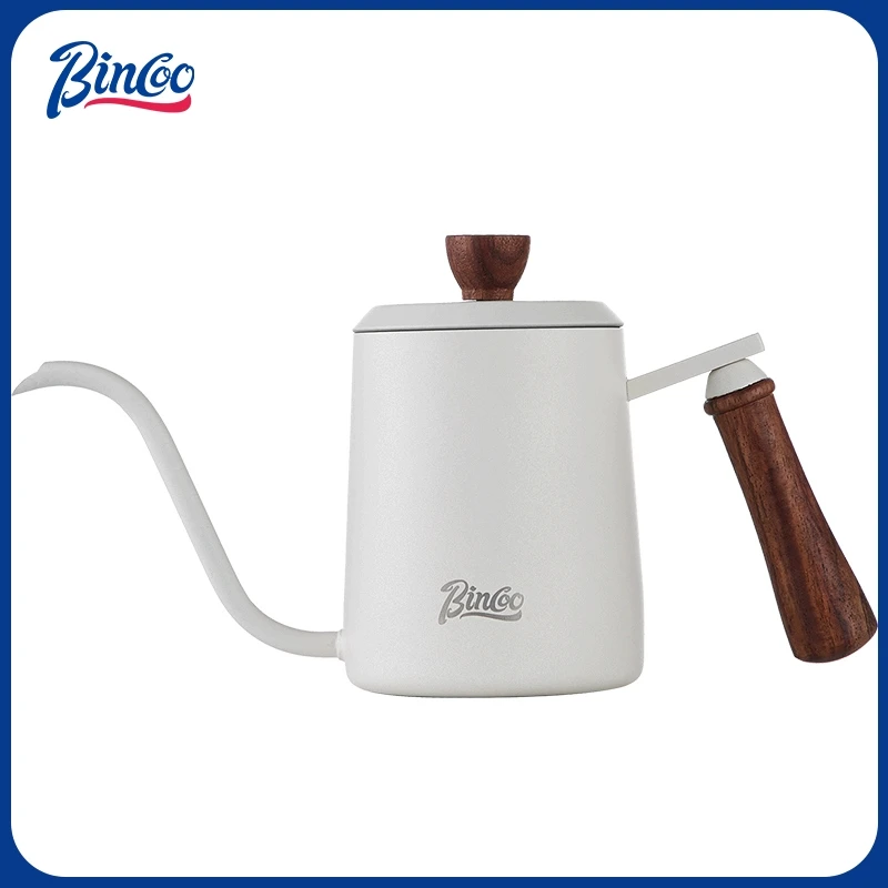 

Bincoo Stainless Steel Hand Drip Coffee Kettle with Real Wood Handle Long Gooseneck Spout Precision Pouring and Home Brewing