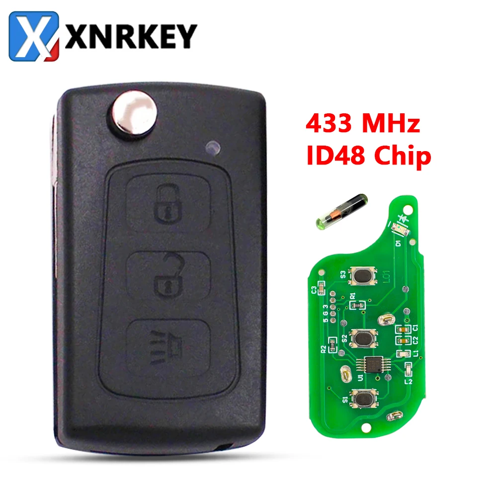 XNRKEY Remote Flip Car Key Control Gernuine Parts 433Mhz ID48 Chip For Great Wall Haval Hover H3 H5 3 Buttons After Market