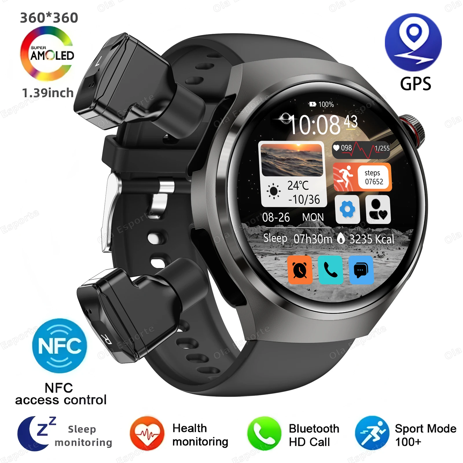2 In 1 Smartwatch With Headphones TWS Earphone NFC GPS Tracker BT Calls IP68 Waterproof Sports Fitness Smart Watch Men 2025 New