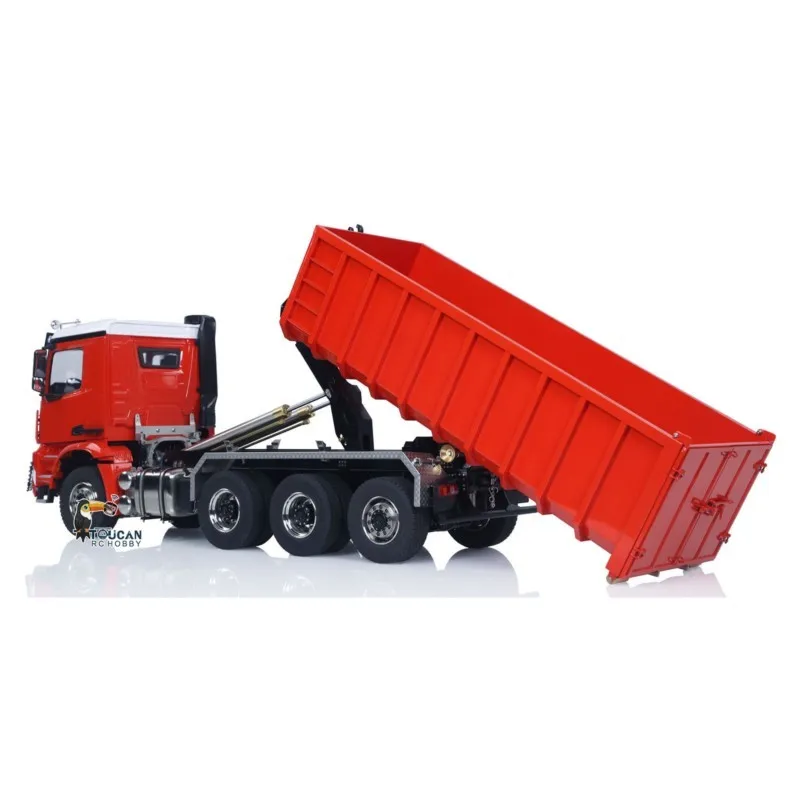 Toucan Metal 1/14 RC Hydraulic Dumper 8x8 Roll Off Dump Truck 3363 Rear Axle Steering Remote Control Tipper Light Sound System view 5