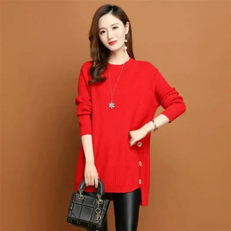 Women\'s Long Sweater Coat Spring Autumn Winter 2025 New Pullover Female Jacket Fashion Tide Knitwear Bottoming Shirt Tops Ladies