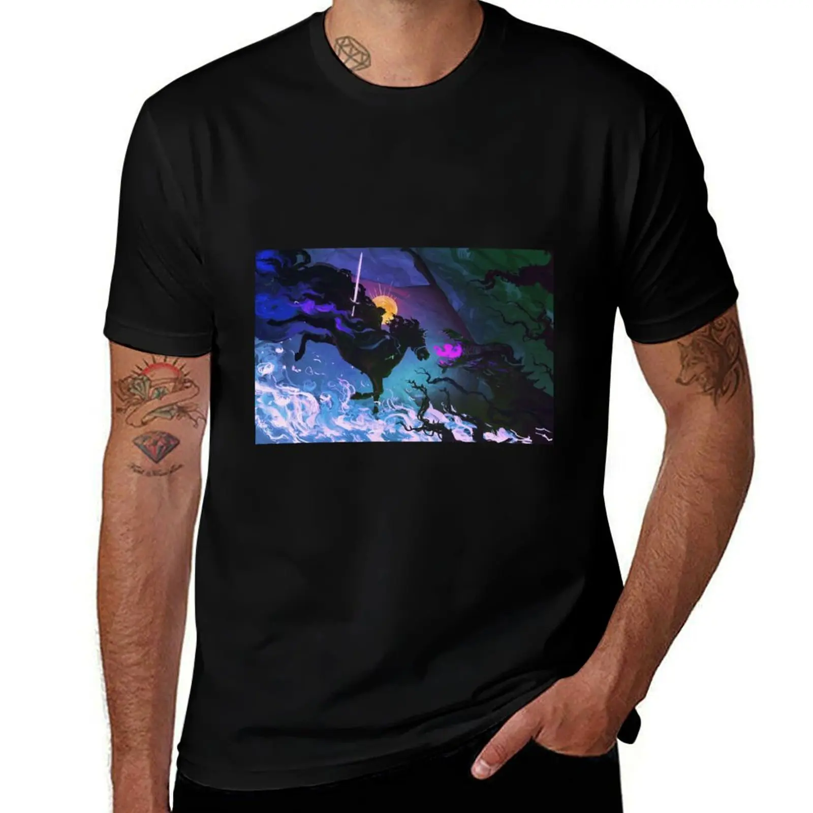 

Knight of the void (part 2) T-Shirt blue archive oversizeds sports fans Funny t-shirt mens clothing