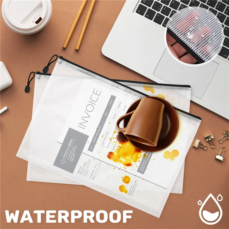 

EF-12PCS A3 Folder, Information Zipper Bag Plastic Wallet Mesh File Bag Zipper Bag Zipper Wallet