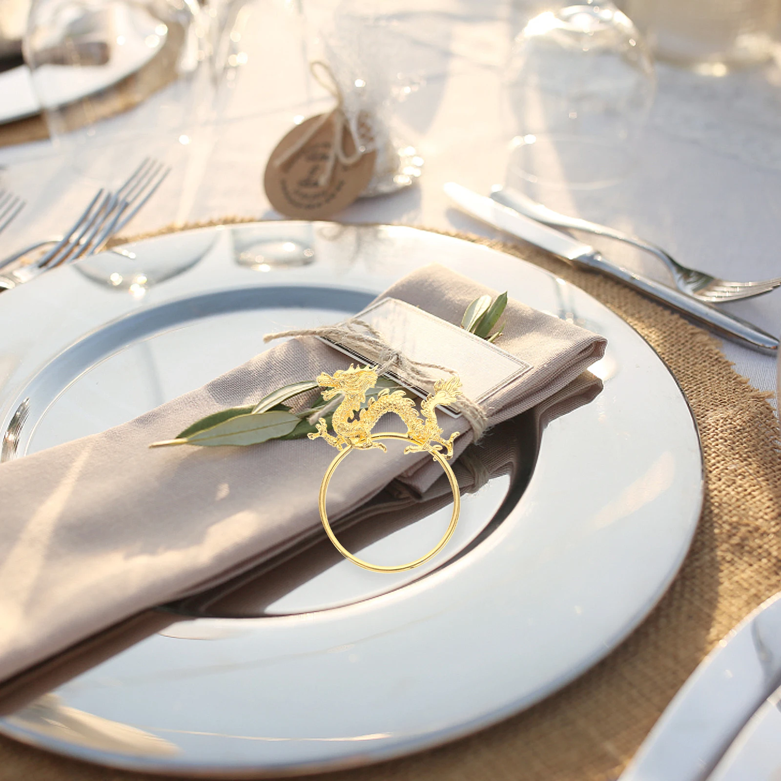 

4Pcs Dragon Napkin Rings Gold Metal Napkin Holders for Holiday Party Table Decoration Elegant Serviette Buckles