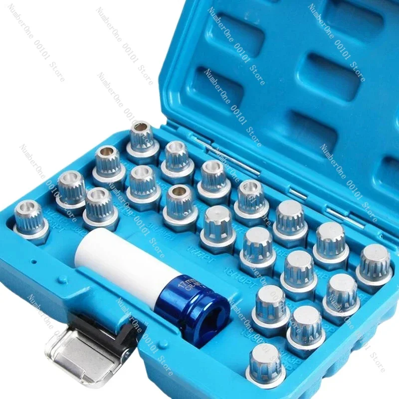 21pcs Wheel Lock Screw Socket Set for BMW Wheel Locking Key Removal Tool Kit Anti-Theft Lug Nut Screw Socket