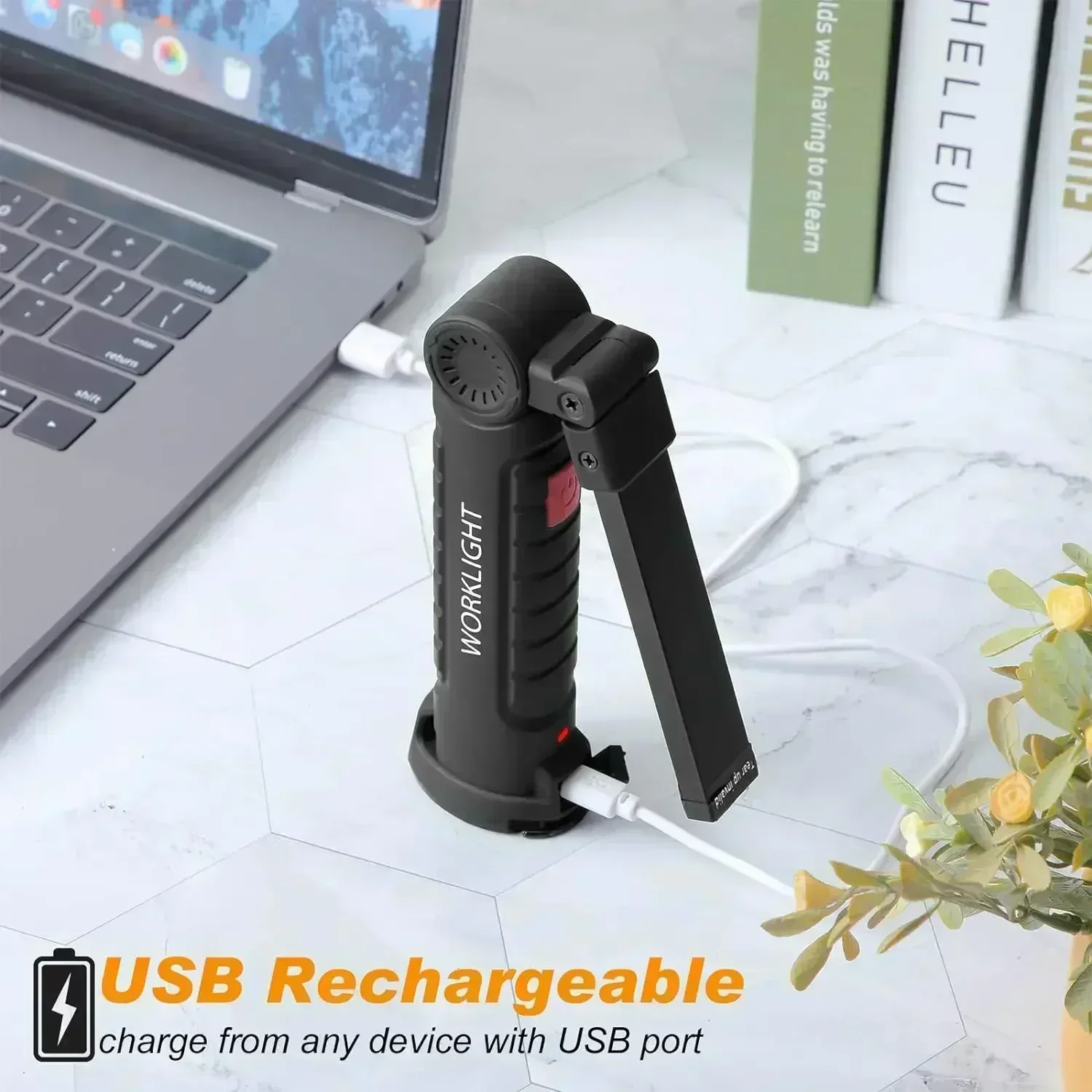 Led Work Light Magnetic Base Hook Rechargeable 360°Rotating Portable Handheld Flashlight For Working Repairing Outdoor Camping