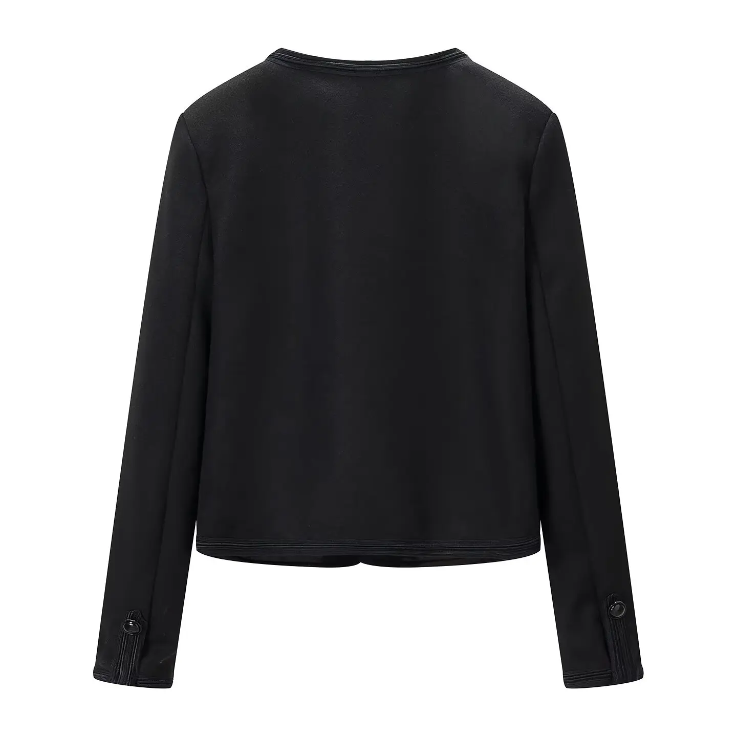 2026 Women's Casual Military Black Buttons Round Collar Jacket Lady New Daily Street Full Sleeves Napoleon Wear Slim Short Coats