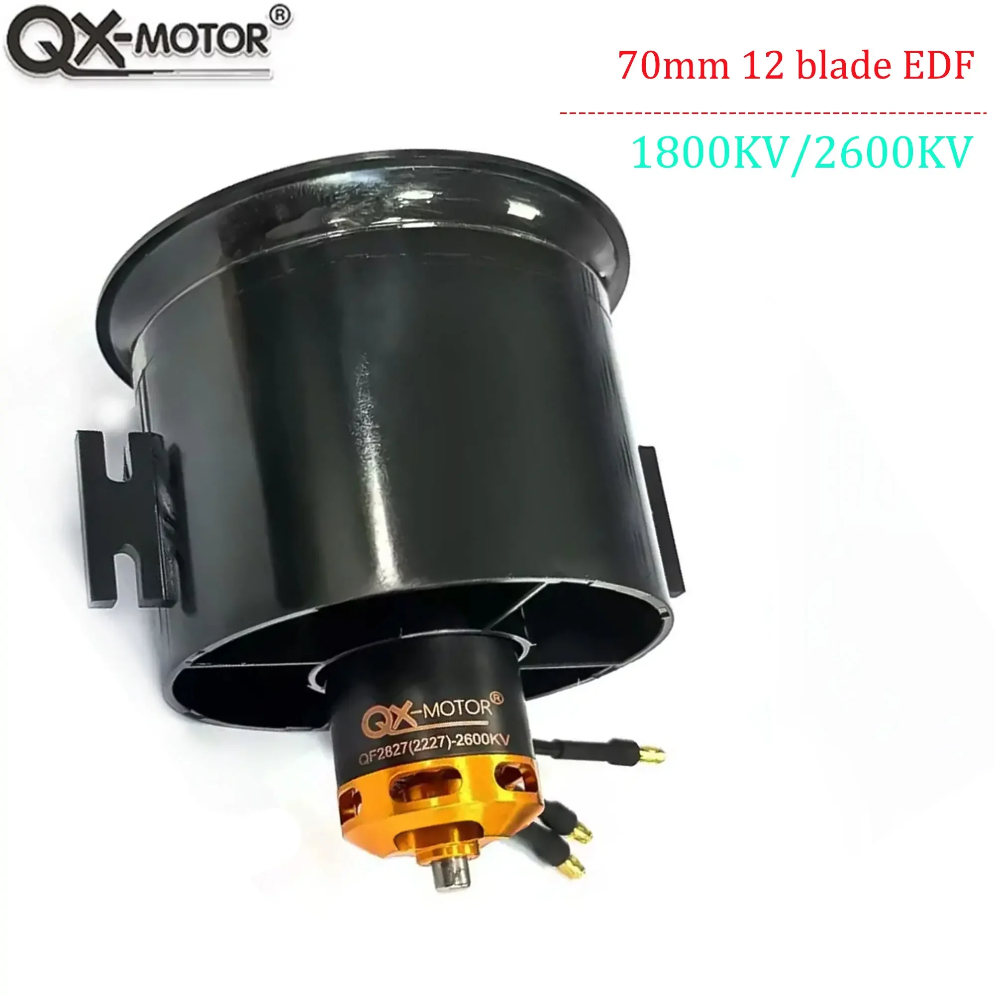 SkyDElQX-MOTOR QF2827 70mm 12-Blade EDF Ducted Fan System - 1800KV/2600KV 4S/6S With 60A/80A ESC For FMS RC Jet Airplane
