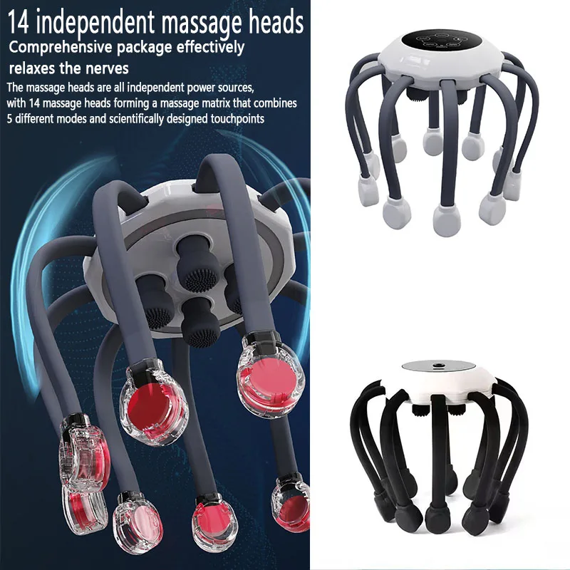Electric Scalp Head Massager Vibrator Octopus Scratcher USB Charging Scratch Pad Deep Relaxing And Stress Relief