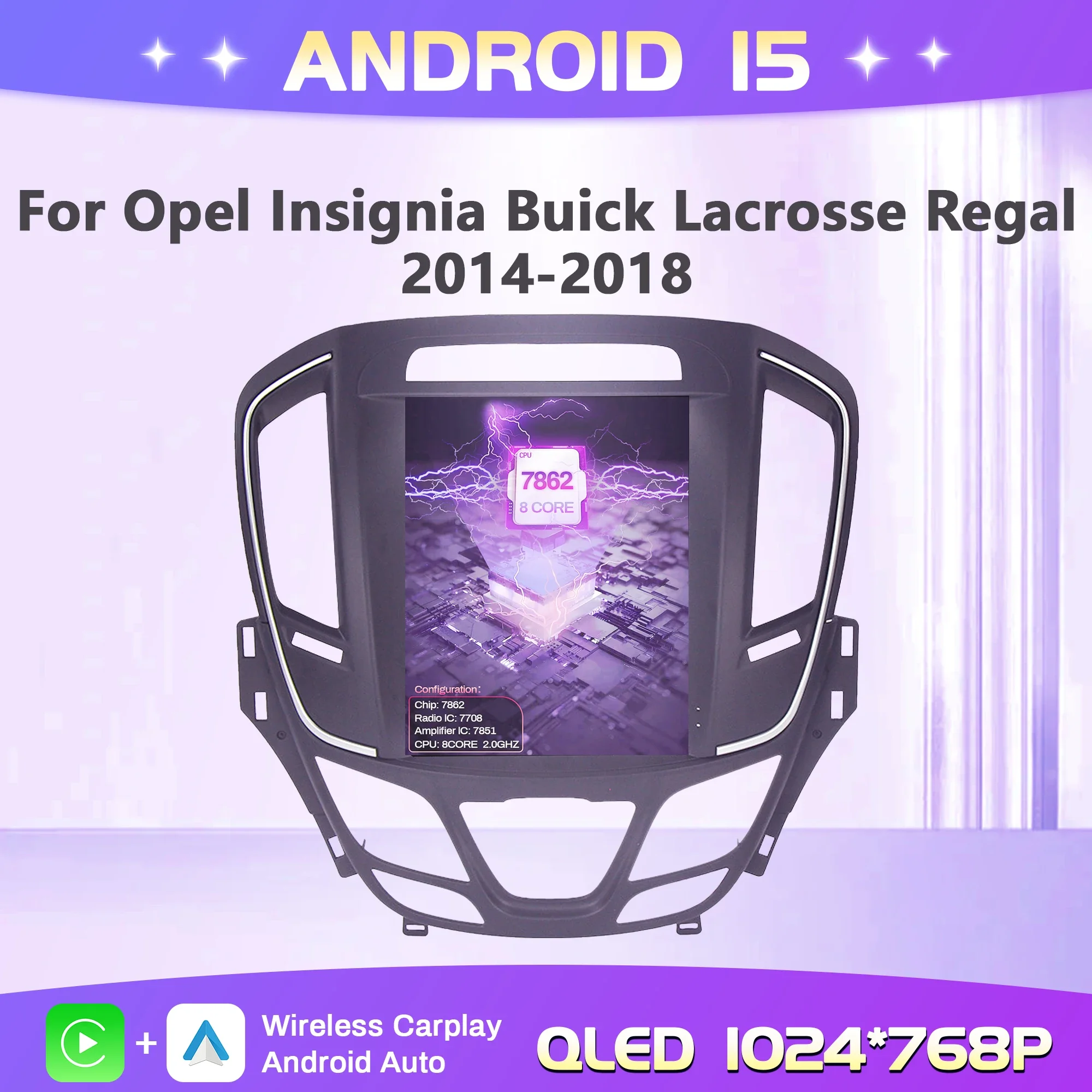 Radio Multimedia para Auto con Pantalla de 9.7 Pulgadas, Android 15, para Opel Insignia, Buick Lacrosse, Regal 2014-2018, 4G, Carplay Inalámbrico