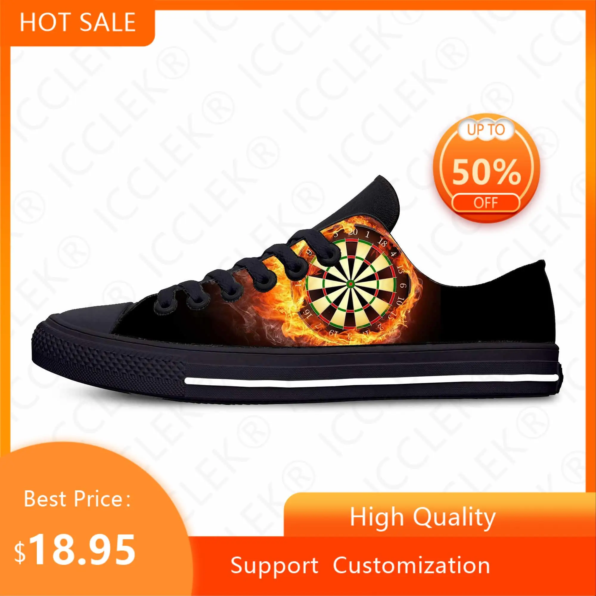 Game Sport Darts Dartboard Dart board Target Funny Casual Cloth Shoes Low Top Comfortable Breathable 3D Print Men Women Sneakers