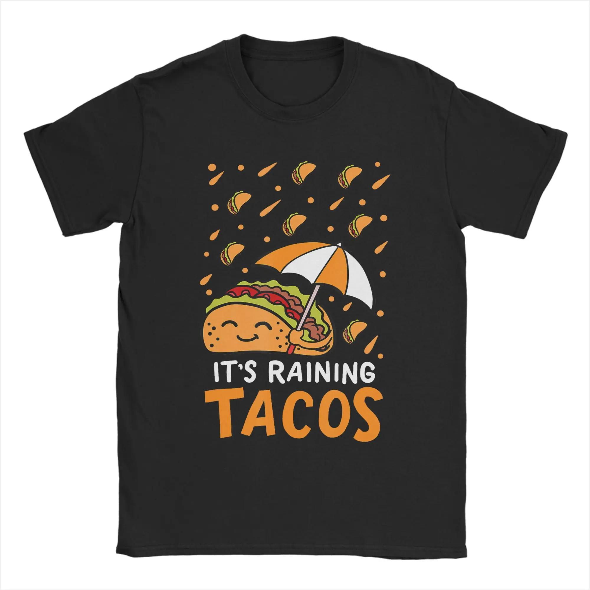 Novelty Taco in the Rain T-Shirts Men Round Collar Pure Cotton T Shirts  Short Sleeve Tee Shirt Plus Size Clothing