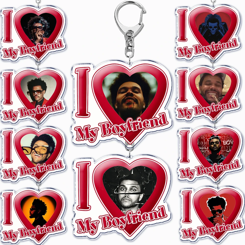 Hot Singer The Weeknd Starboy I Love My Boyfriend Keychain for Women Accessories Key Chain Ring Keychains Jewelry Fans Gifts