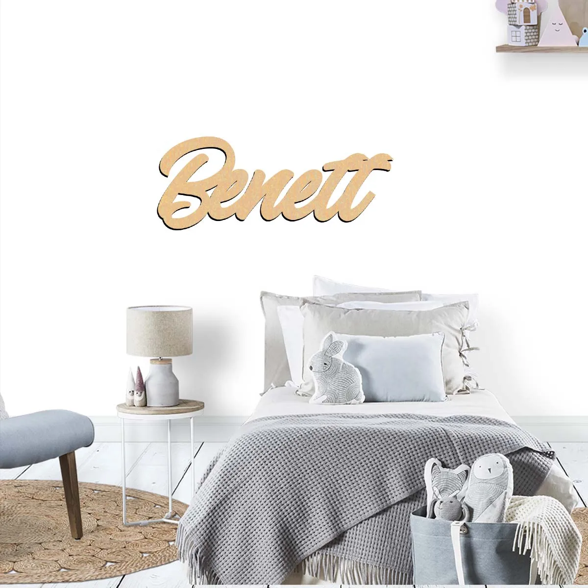1pc Cartoon Benett example Customizable Text Wood Material Laser-Cut Sign Wooden Plaque Vertical Orientation Door Hanging Decor