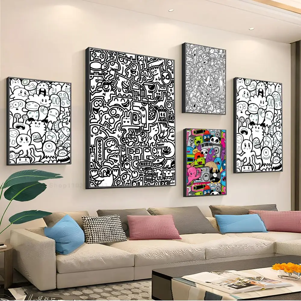 

Graffiti-Art Mr Doodle Poster Paper Print Home Living Room Bedroom Entrance Bar Restaurant Cafe Art Painting Decoration