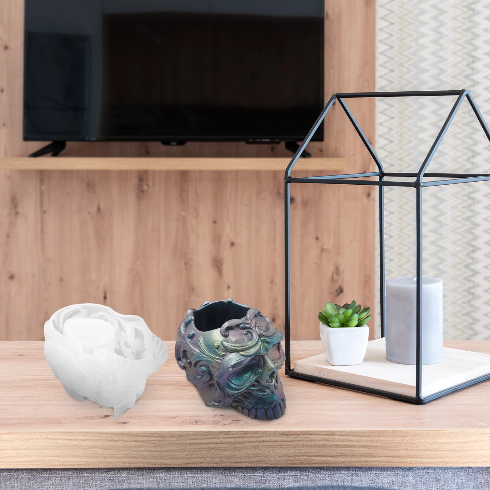 

Silicone Skull Head Mold for Holders DIY Crafts Flexible Durable Stick Making Molds Epoxy Molds Silicone Mold