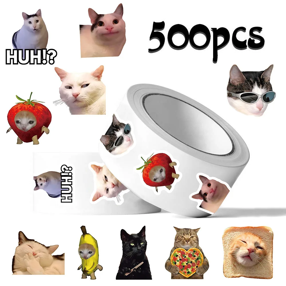 500 шт./рулон, мультяшные стикеры с мемами кошек для школы, поощрительные наклейки для класса, декоративные стикеры для детей, игрушки, подарки