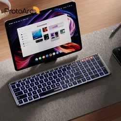 ProtoArc Folding Wireless Keyboard Portable Bluetooth Backlit Foldable Keyboards for Travel iPad Tablet Laptop