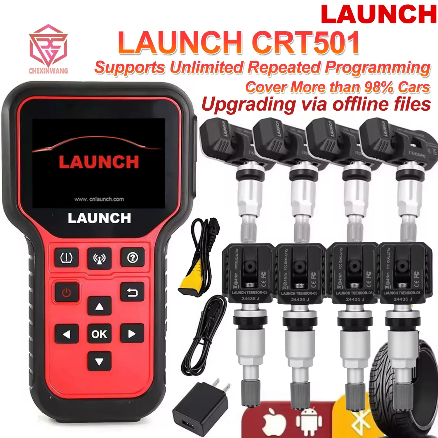 

LAUNCH CRT 501 CRT501 PK TSGUN Tire Pressure Monitor System Activate Diagnostic Tool Read Write TPMS 433 315MHZ 2 In1 RF-sensors