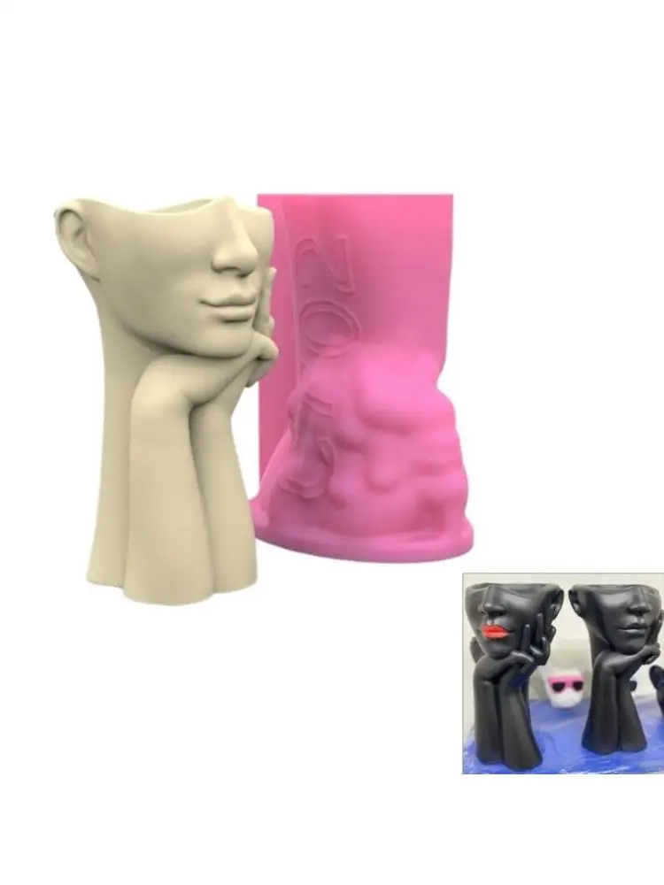 

Абстрактное лицо Цветочные горшки Формы для эпоксидной смолы Держатель для ручки Подсвечник Цемент