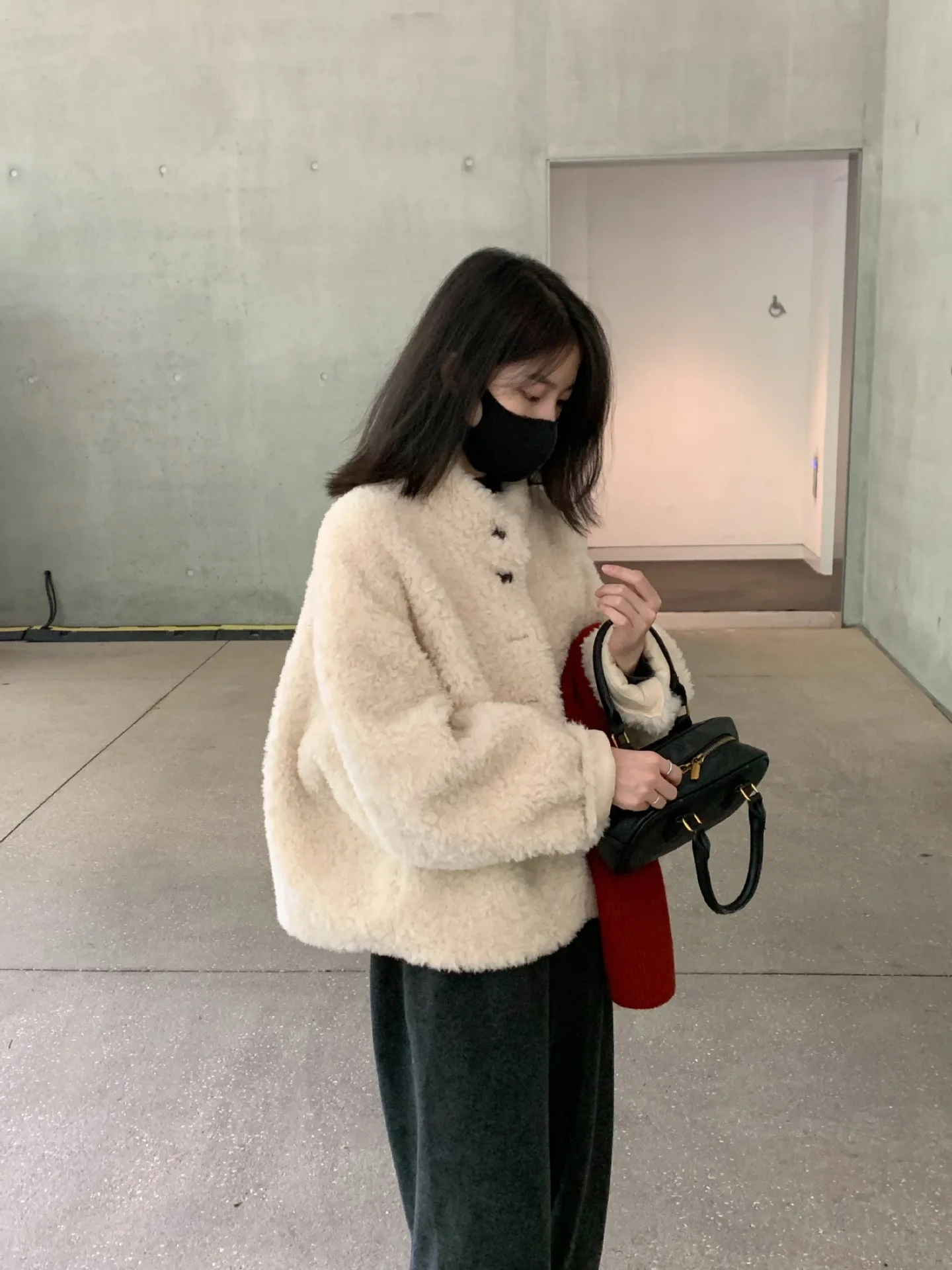 Gola quente ort pele de cordeiro jaet único botão sle casaco feminino macio sle tubo reto pe longo sve