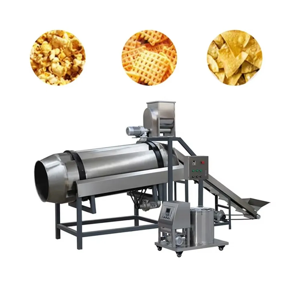 Commercial Electric Seasoning Machine for Chips Potato Nut Peanut Flavoring Drum Stainless Steel Snack Food Seasoner