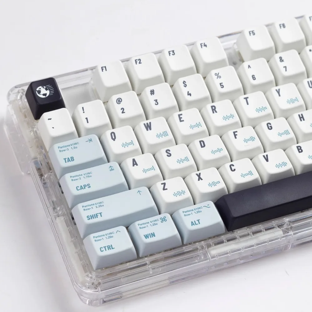 Wandering Theme Keycaps 134 Keys Pale Blue/white PBT Sublimation Material MDA Profile Custom Keycap for Mechanical Keyboard Gift