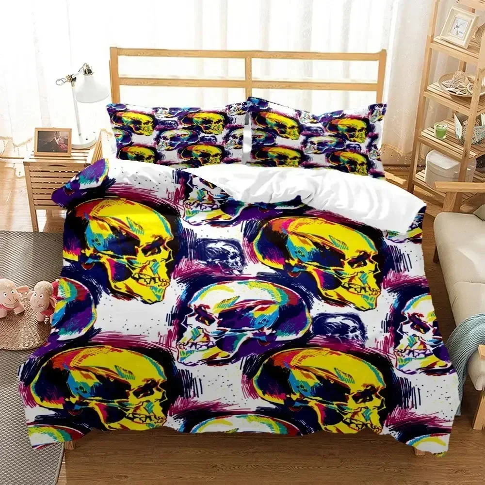3D Print Mysterious Colored Skeleton Digital Print Polyester Bedding Sets Child Kids Covers Boys Bed Linen Set Teens Quilt cover