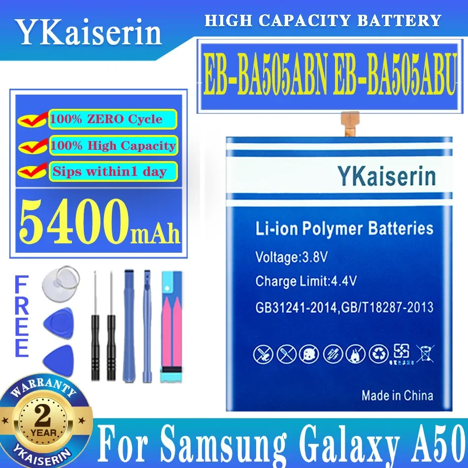 YKaiserin 5400mAh Replacement Battery EB-BA505ABN EB-BA505ABU For Samsung Galaxy A50 A505F SM-A505F