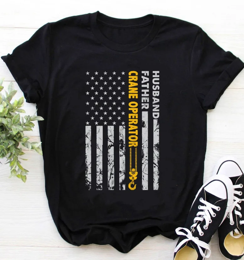 

Crane Operator T-Shirt Husband Father Crane Operator USA Flag Shirt, Gift Idea