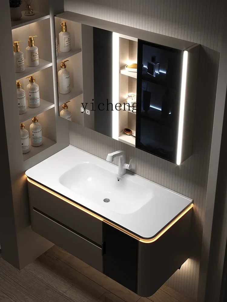 i10.10-Ceramic Whole Washbin Bathroom Cabinet Washstand Smart Hand Washing Washbasin Cabinet Combination