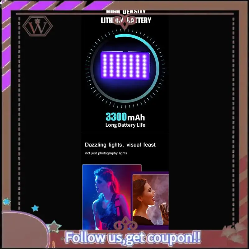 

Latest 2500K-9000K LED RGB Camera Light Color Output Video Light Kit Dimmable Panel Light Rechargeable LED Light White Easy To U