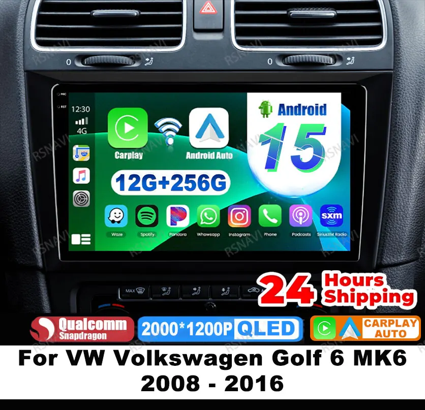 

Car Radio Android 15 For VW Volkswagen Golf 6 MK6 2008 - 2016 Viedo Player Navigation Multimedia DSP Head Unit BT 5G WIFI QLED