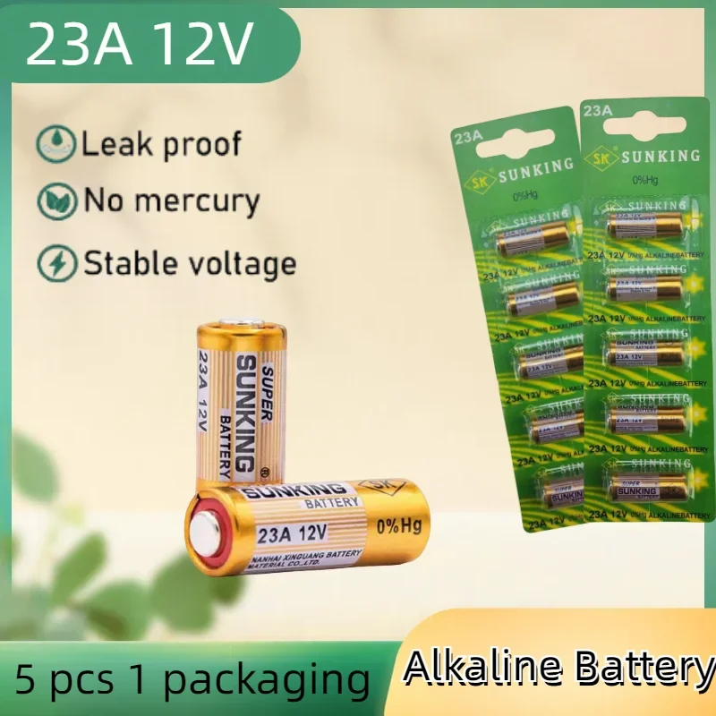 

5pcs 23A 12V Alkaline Battery 23GA A23S E23A EL12 MN21 MS21 V23GA L1028 GP23A LRV08 For Remote Control Doorbell Clock Keys