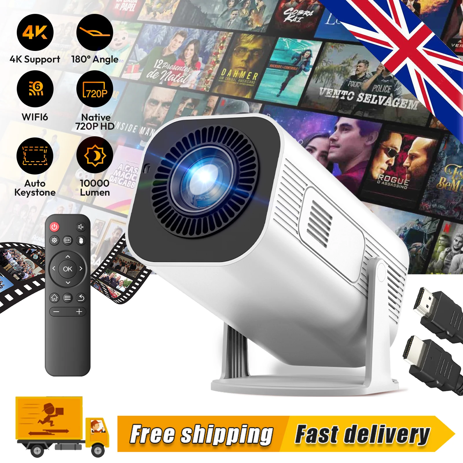 

XGODY 4K HD Mini Projector 1080P FULL 12000L With 5G WiFi BT 5.0 HDMI AV Projector Home cinema Theater Auto Keystone Correction