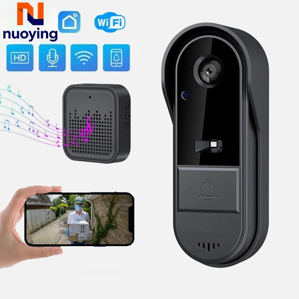 Interphone vidéo HD Tuya WiFi, sonnette vidéo sans fil, caméra de vision nocturne, protection de sécurité pour maison et bureau