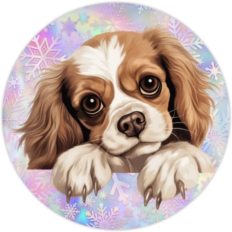 Miniature Pinscher Stickers Miniature Pinscher Cute Funny Peeking Dog Puppy Vinyl Round Circle Valentines Day  15CM PVC KK