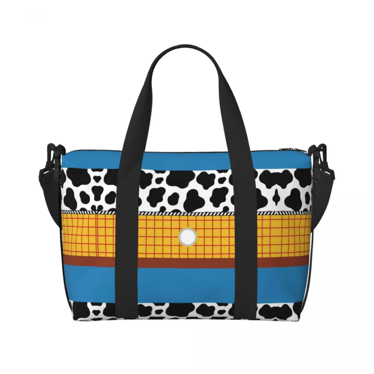 

Custom Anime Toy Story Cowboy Woody Beach Tote Bag for Women Cartoon Movie Large Compartment Beach Gym Travel Bags