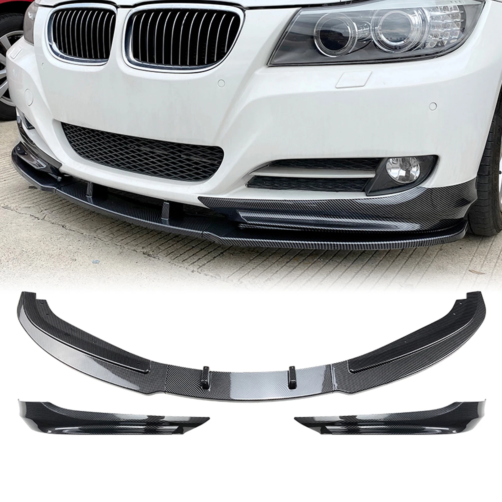 

Car Front Bumper Spoiler Lip + Side Splitter Cover Protector Blade For BMW 3 Series E90 E91 LCI 320i 330i 2009-2012 Base Models