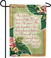 America Forever Bible Verse Garden Flag - 12.5 x 18 inch - John 3:16 For God so Loved the World - Christian Quotes Double Sided