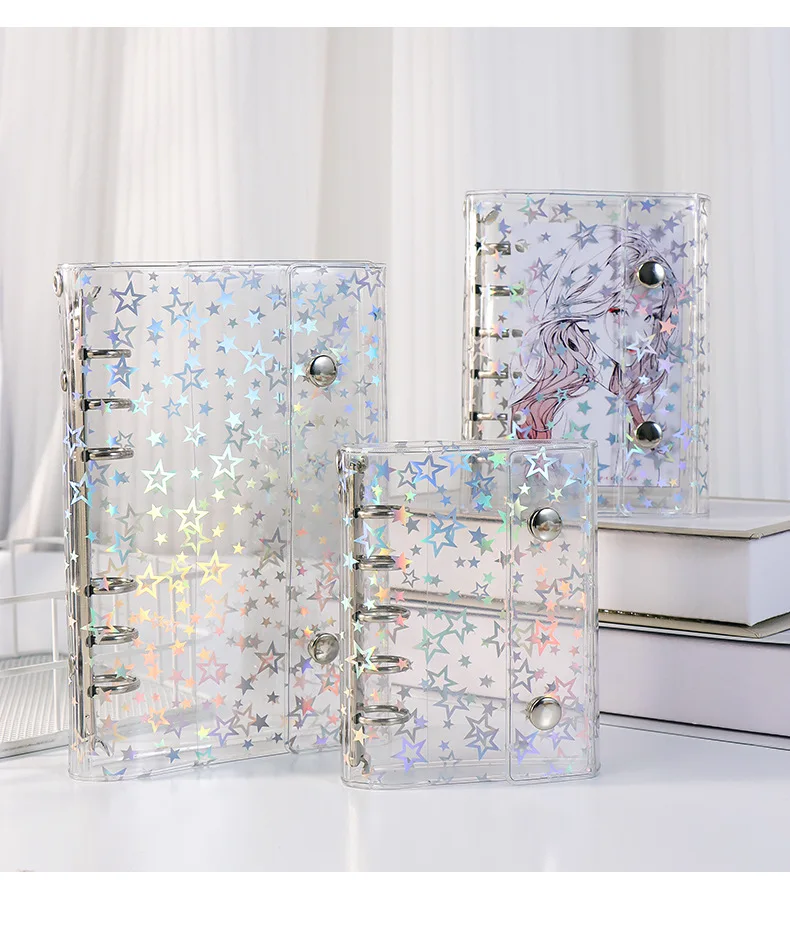 A7 Transparent Star Loose Leaf Binder Cover Journal Sketchbook Accessories Diary Office Supplies