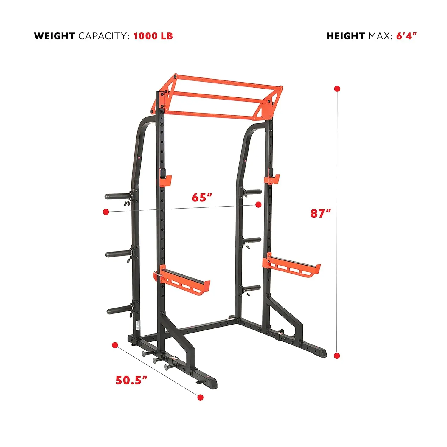 Half Rack Cage with Adjustable Pull-Up Bar & Power Station, Custom