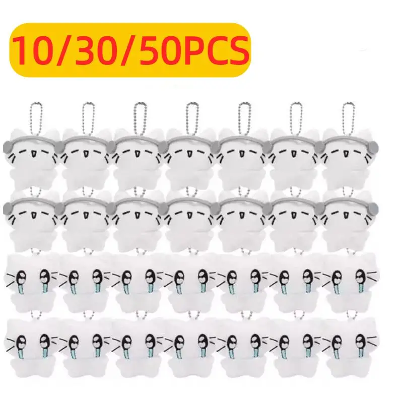 10-50PCS Cute Headphones Kitten Couple Keychain Crying Cat Doll Plush Keyring Cartoon Bag Pendant Charms Backpack Decoration