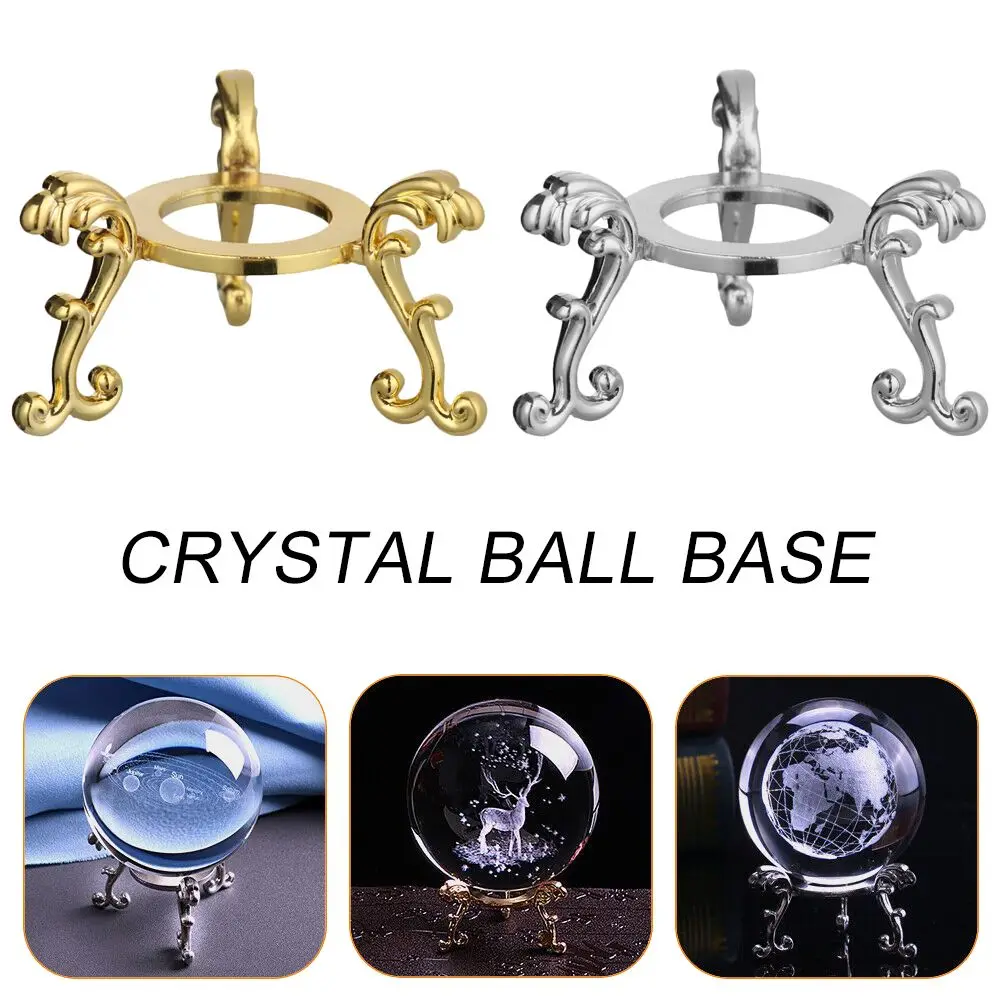 Crystal Ball Metal Base Figurine Display Stand Handicraft Sphere Stone Support Holder Desktop Ornaments Photography Props